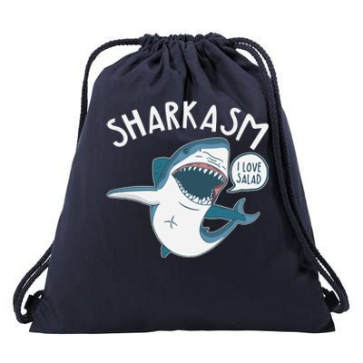 Funny Sharkasm Shark Sarcasm Drawstring Bag