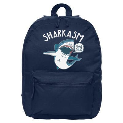 Funny Sharkasm Shark Sarcasm 16 in Basic Backpack