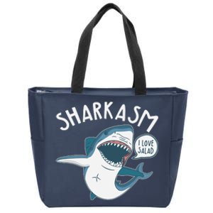 Funny Sharkasm Shark Sarcasm Zip Tote Bag