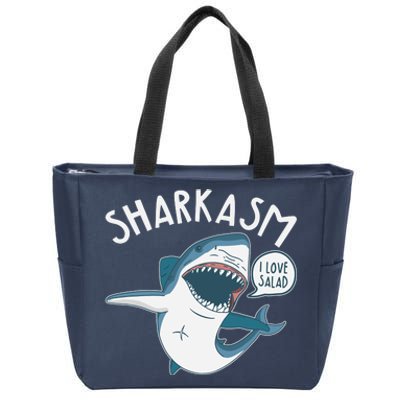 Funny Sharkasm Shark Sarcasm Zip Tote Bag