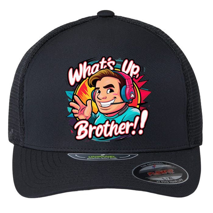 Funny Sketch Streamer Whats Up Brother Radio Flexfit Unipanel Trucker Cap