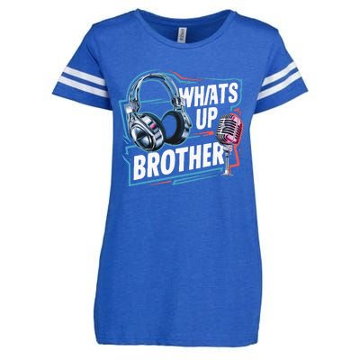 Funny Sketch Streamer Whats Up Brother Radio Enza Ladies Jersey Football T-Shirt