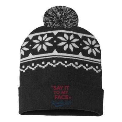 Funny Saying Say It To My Face Harris Presidential 2024 USA-Made Snowflake Beanie