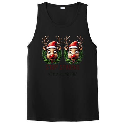 Funny Stop Staring At My Reindeers Boobs Ugly Gag Xmas PosiCharge Competitor Tank