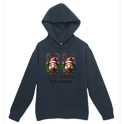 Funny Stop Staring At My Reindeers Boobs Ugly Gag Xmas Urban Pullover Hoodie