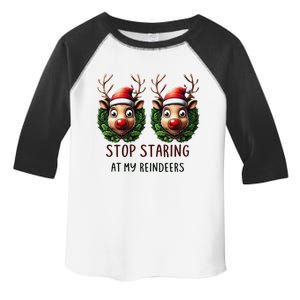 Funny Stop Staring At My Reindeers Boobs Ugly Gag Xmas Toddler Fine Jersey T-Shirt