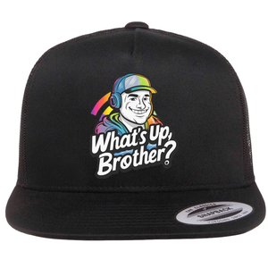 Funny Sketch Streamer Whats Up Brother Radio Flat Bill Trucker Hat