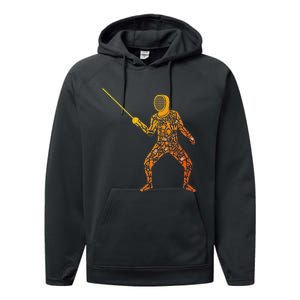 Fencing Sports Symbols Swords Epee Fencer Performance Fleece Hoodie