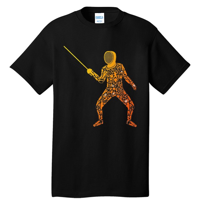 Fencing Sports Symbols Swords Epee Fencer Tall T-Shirt