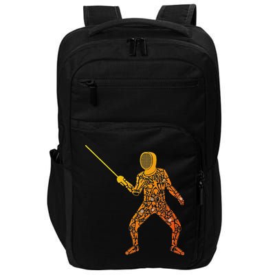Fencing Sports Symbols Swords Epee Fencer Impact Tech Backpack