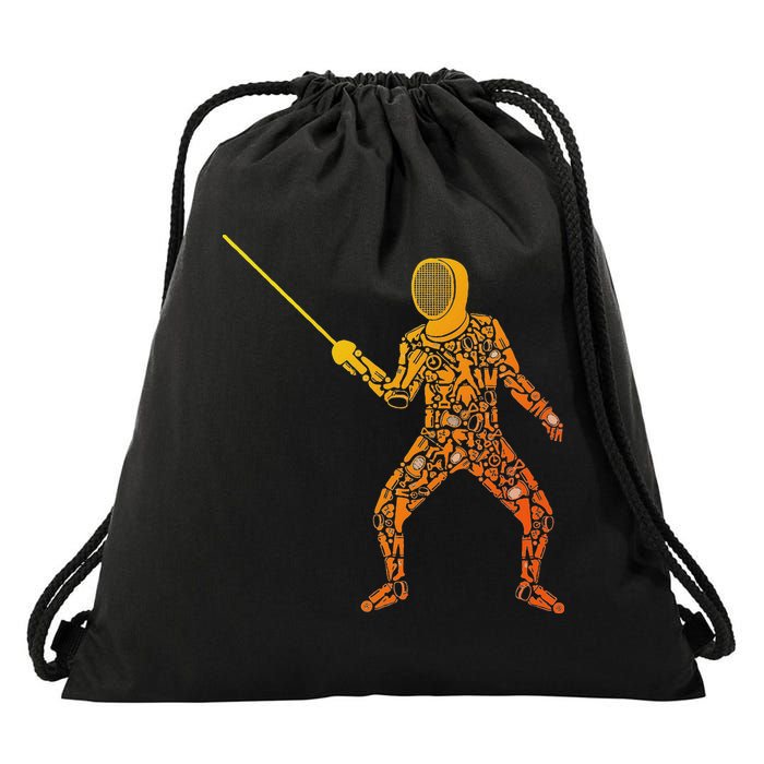 Fencing Sports Symbols Swords Epee Fencer Drawstring Bag
