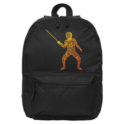 Fencing Sports Symbols Swords Epee Fencer 16 in Basic Backpack