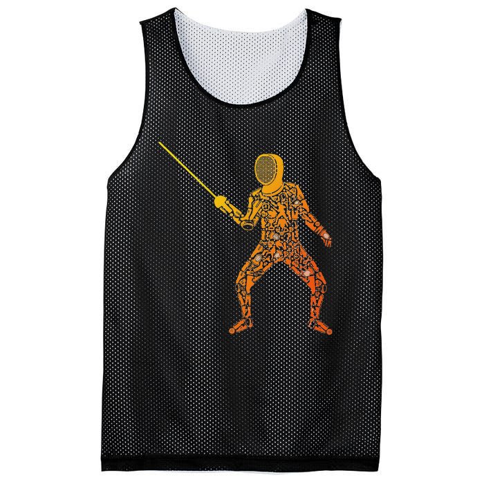 Fencing Sports Symbols Swords Epee Fencer Mesh Reversible Basketball Jersey Tank