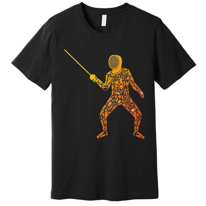 Fencing Sports Symbols Swords Epee Fencer Premium T-Shirt