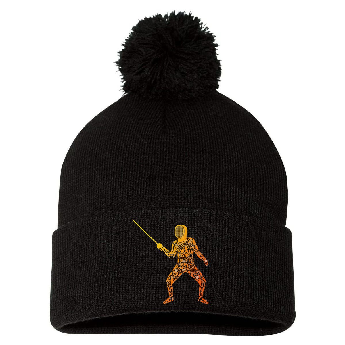 Fencing Sports Symbols Swords Epee Fencer Pom Pom 12in Knit Beanie