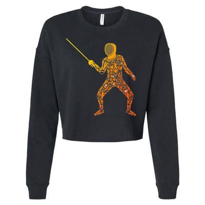 Fencing Sports Symbols Swords Epee Fencer Cropped Pullover Crew