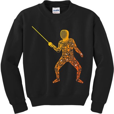 Fencing Sports Symbols Swords Epee Fencer Kids Sweatshirt
