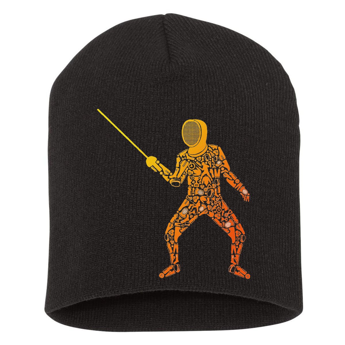 Fencing Sports Symbols Swords Epee Fencer Short Acrylic Beanie