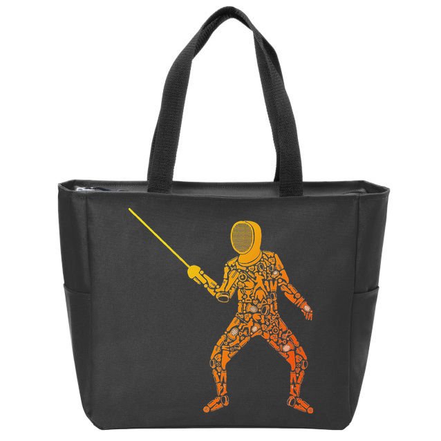 Fencing Sports Symbols Swords Epee Fencer Zip Tote Bag
