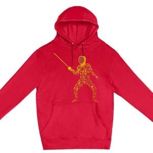 Fencing Sports Symbols Swords Epee Fencer Premium Pullover Hoodie