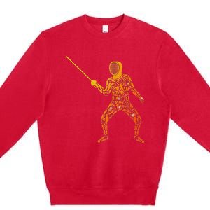 Fencing Sports Symbols Swords Epee Fencer Premium Crewneck Sweatshirt