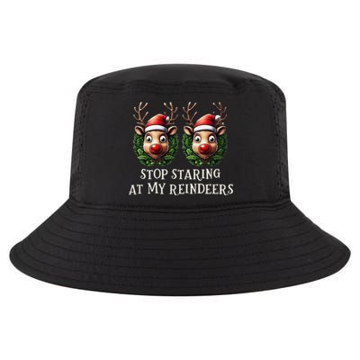 Funny Stop Staring At My Reindeers Boobs Ugly Gag Xmas Cool Comfort Performance Bucket Hat