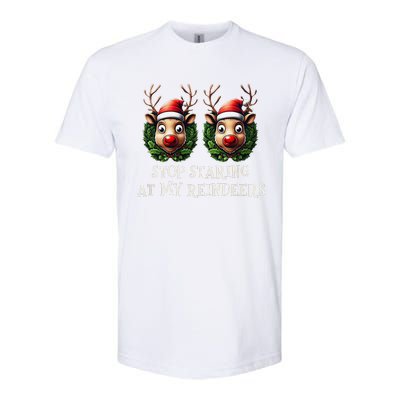 Funny Stop Staring At My Reindeers Boobs Ugly Gag Xmas Softstyle CVC T-Shirt