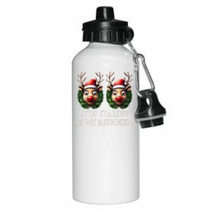 Funny Stop Staring At My Reindeers Boobs Ugly Gag Xmas Aluminum Water Bottle