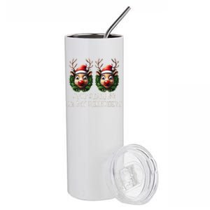 Funny Stop Staring At My Reindeers Boobs Ugly Gag Xmas Stainless Steel Tumbler