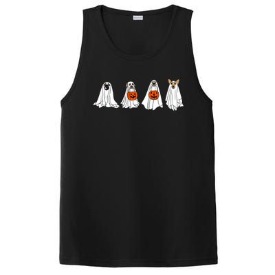 Funny Spooky Season Retro Jackolantern Ghost Dog Halloween Cute Gift PosiCharge Competitor Tank