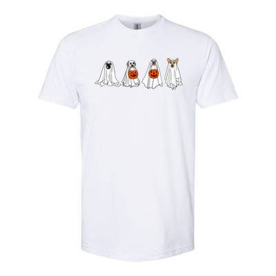 Funny Spooky Season Retro Jackolantern Ghost Dog Halloween Cute Gift Softstyle® CVC T-Shirt