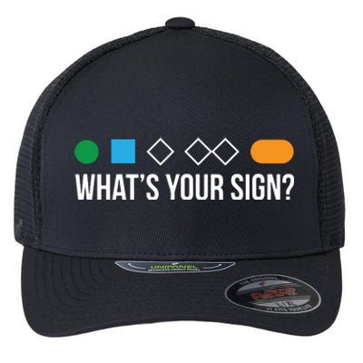 Funny Ski Skier Or Snowboard What's Your Sign Gift Flexfit Unipanel Trucker Cap