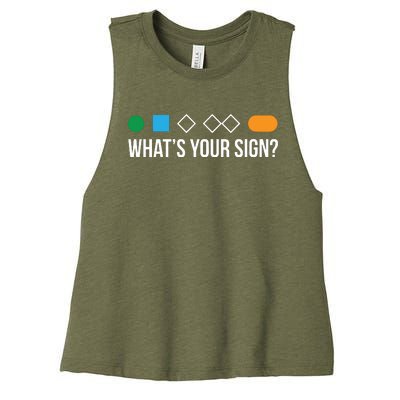 Funny Ski Skier Or Snowboard What's Your Sign Gift Women's Racerback Cropped Tank