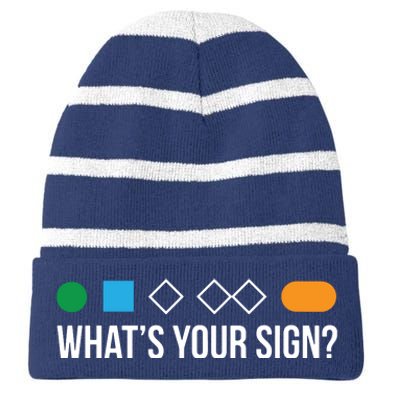 Funny Ski Skier Or Snowboard What's Your Sign Gift Striped Beanie with Solid Band