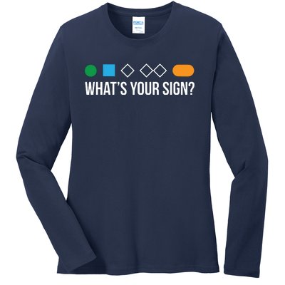 Funny Ski Skier Or Snowboard What's Your Sign Gift Ladies Long Sleeve Shirt