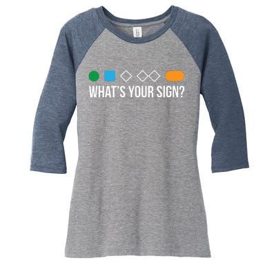 Funny Ski Skier Or Snowboard What's Your Sign Gift Women's Tri-Blend 3/4-Sleeve Raglan Shirt