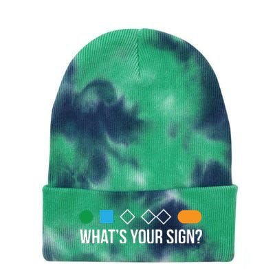 Funny Ski Skier Or Snowboard What's Your Sign Gift Tie Dye 12in Knit Beanie