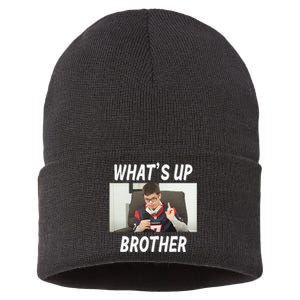 Funny Sketch Streamer Whats Up Brother Sustainable Knit Beanie