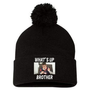 Funny Sketch Streamer Whats Up Brother Pom Pom 12in Knit Beanie