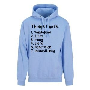 Funny Sarcasm Sarcastic Things I Hate Meaningful Gift Unisex Surf Hoodie