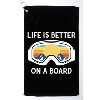Funny Snowboarding Snowboarder Life Is Better On A Board Gift Golf Towel
