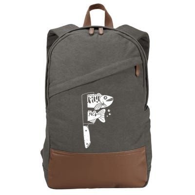 Fresh Sashimi Sushi Knife Anime Inspiration Cotton Canvas Backpack
