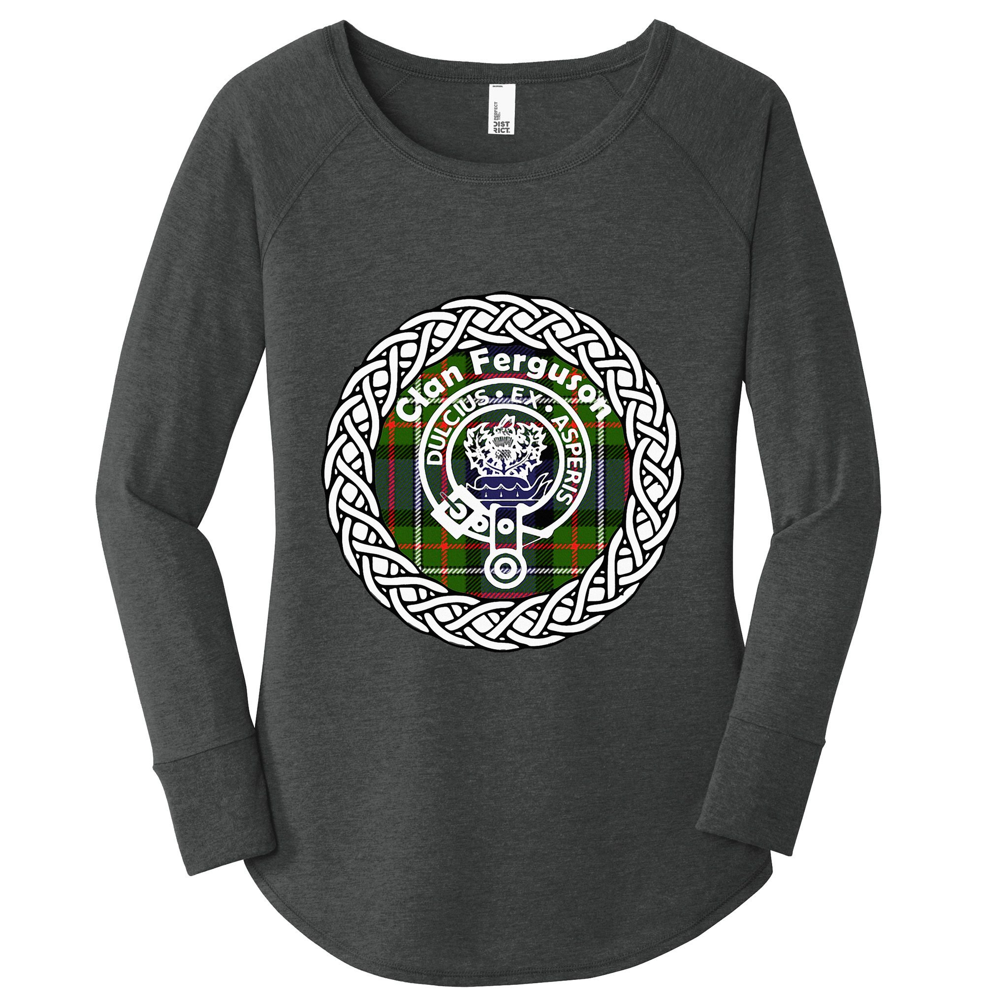 Ferguson Surname Scottish Clan Tartan Crest Badge Women's Perfect Tri Tunic Long Sleeve Shirt