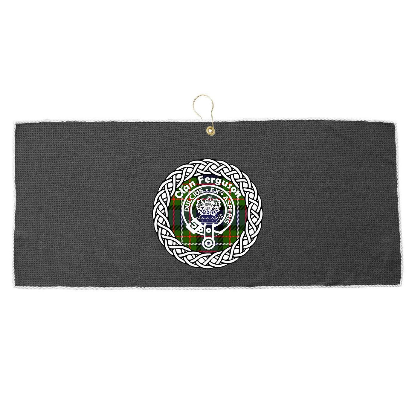 Ferguson Surname Scottish Clan Tartan Crest Badge Large Microfiber Waffle Golf Towel
