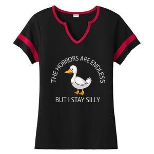 Funny Stay Silly Goose Horrors Are Endless Meme Ladies Halftime Notch Neck Tee