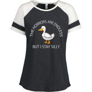 Funny Stay Silly Goose Horrors Are Endless Meme Enza Ladies Jersey Colorblock Tee