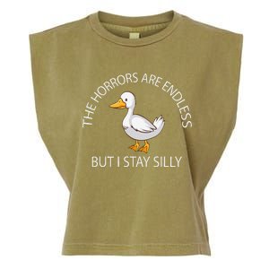 Funny Stay Silly Goose Horrors Are Endless Meme Garment-Dyed Women's Muscle Tee