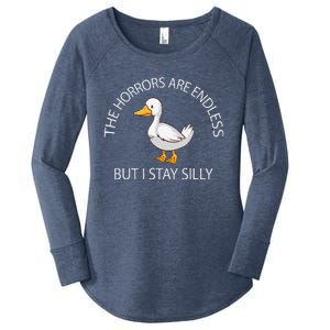 Funny Stay Silly Goose Horrors Are Endless Meme Women's Perfect Tri Tunic Long Sleeve Shirt