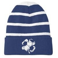 funny Soccer St Patricks Day Shamrock Striped Beanie with Solid Band