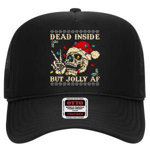 Festive Sarcastic Snarky Skeleton Ugly Christmas High Crown Mesh Back Trucker Hat